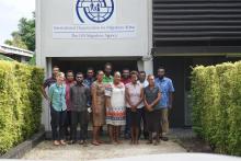 Team members who attended a training on displacement tracking prior to deployment with NDMO and volunteers from ADRA and Oxfam.