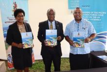 L-r: Climate Change DG Esline Bule, Minister of Climate Change Silas Bule and Director of Environmental Monitoring and Governance, Pacific Regional Environment Programme (SPREP) Jope Davetanivalu L-r: Climate Change DG Esline Bule, Minister of Climate Change Silas Bule and Director of Environmental Monitoring and Governance, Pacific Regional Environment Programme (SPREP) Jope Davetanivalu